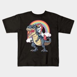 Unicorn Riding Dinosaur- Kids T-Shirt